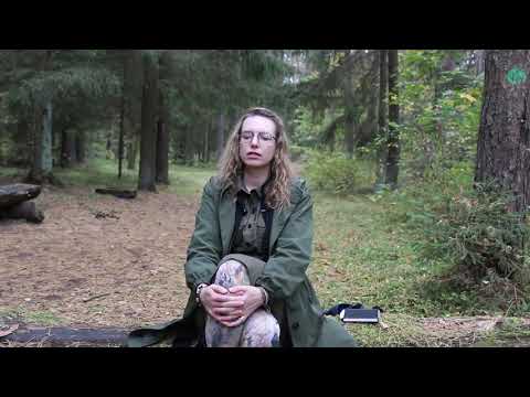 „Miško maudynių pratimas: kvėpavimas su medžiu“. Miško maudynių gidė Mila Monk.